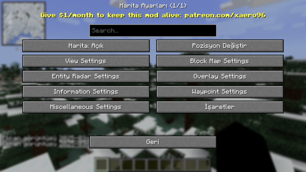 "Xaero’s Minimap ile Minecraft dünyasında gerçekçi harita görünümü"