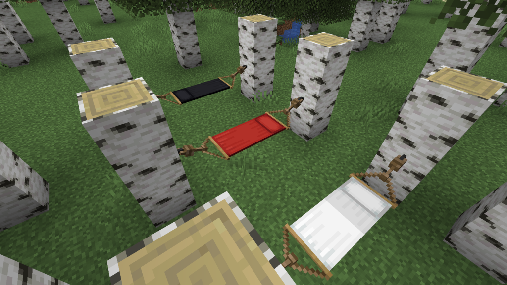 Minecraft Comforts modunda uyku tulumu kullanan oyuncu - taşınabilir yatak modu