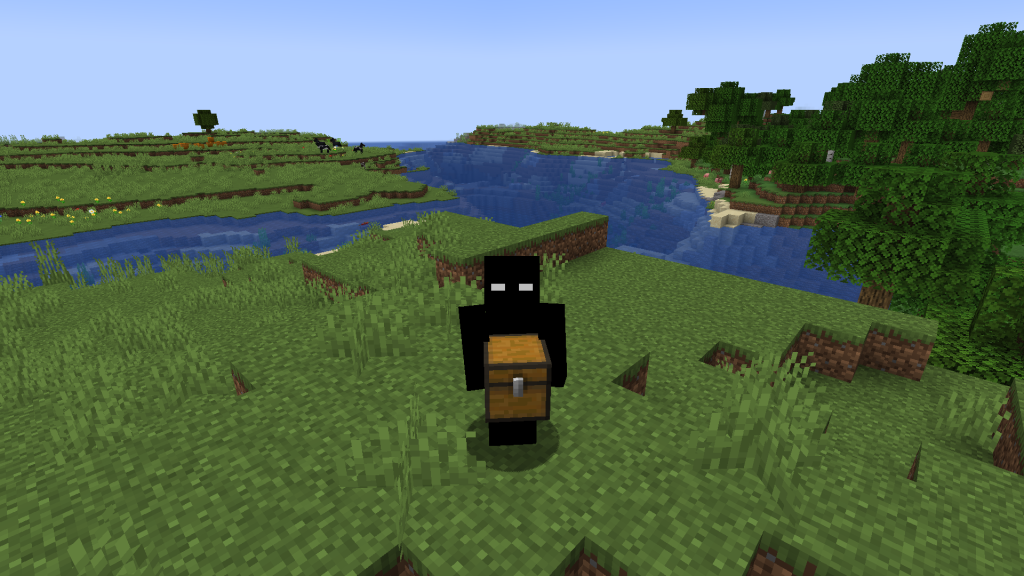 Minecraft Carry On modu ile bir oyuncunun sandık taşıma sahnesi