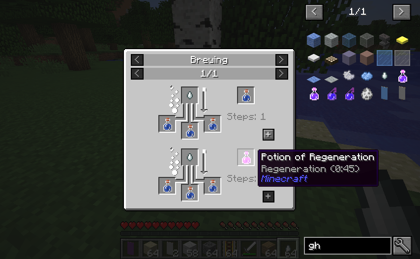 (JEI), Minecraft'ta bulunan tarifleri görüntülemek ve modlarla eklenen yeni eşyaları keşfetmek için kullanılan popüler bir envanter yönetim modudur.